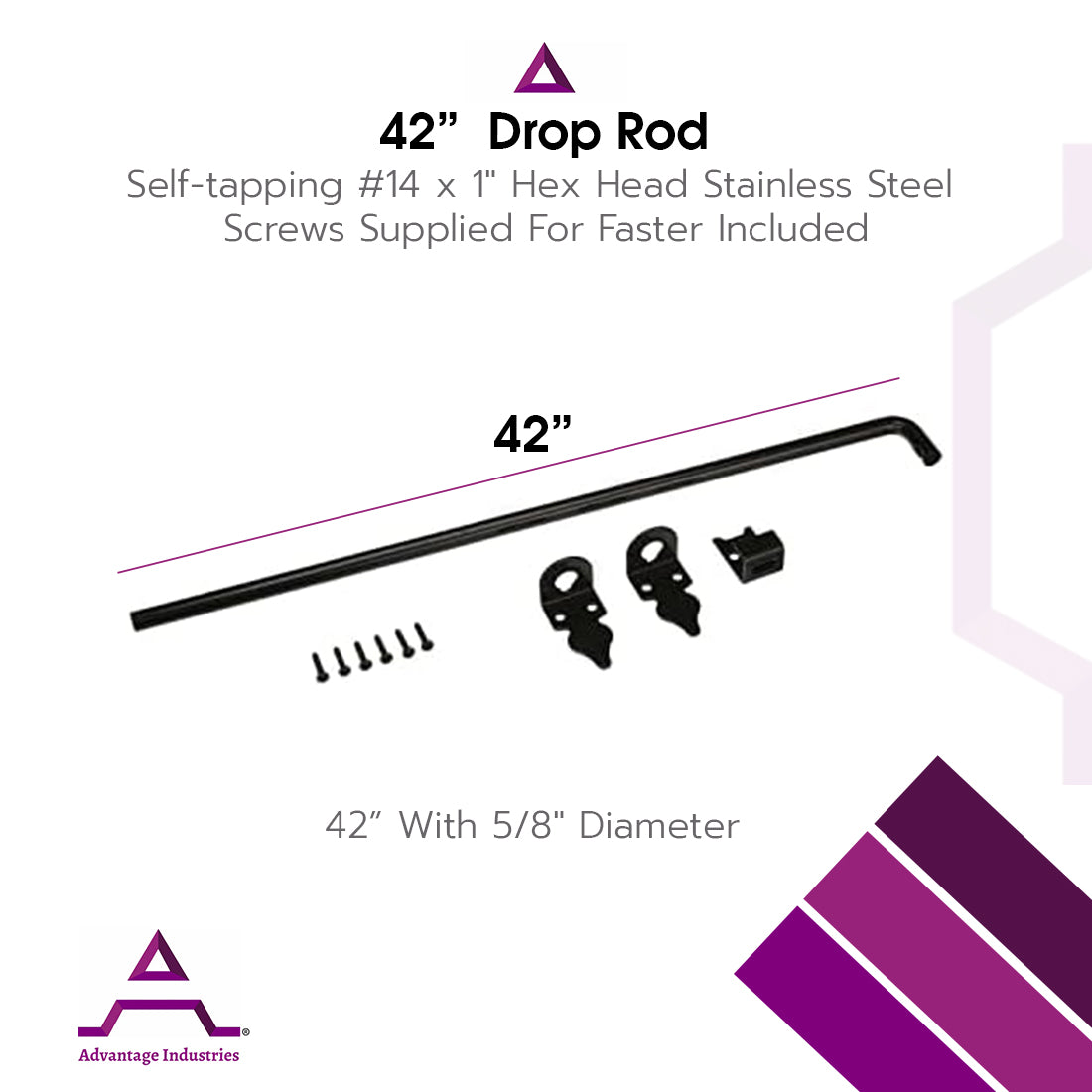 Advantage Industries 24"/42" Stainless Steel Lockable Drop Rod (AD2011SS)