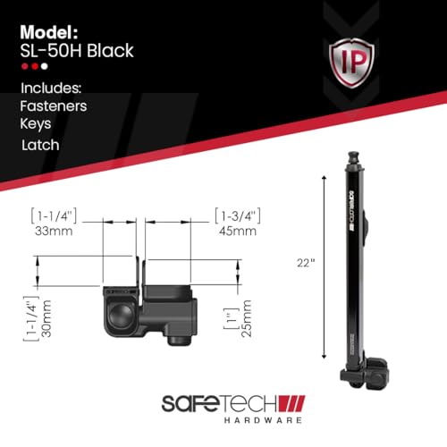 Safetech Hardware 22-inch Push Lock Magnetic Top Pull Pool Gate Latch - Key Lockable | Pool Gate Safety Latch | Vertical Self-Locking Latch | Vinyl & Aluminum/Metal Gates, Any Square Post | SL-50TRI